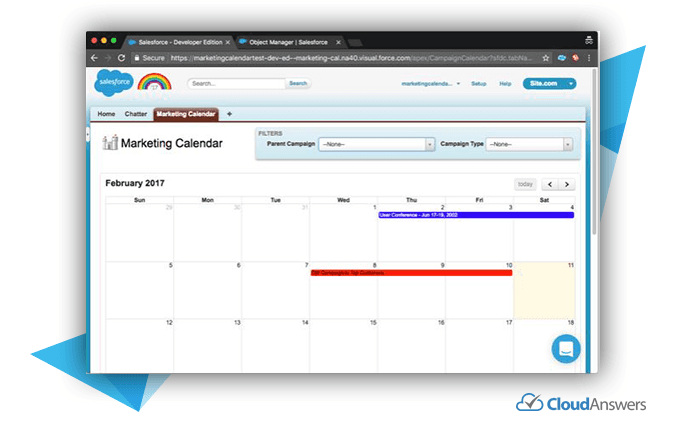 marketing calendar salesforce app