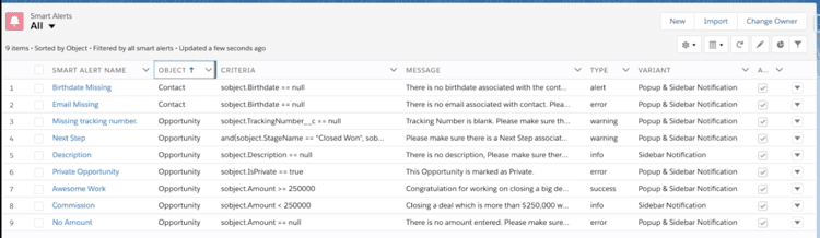 Smart Alerts List