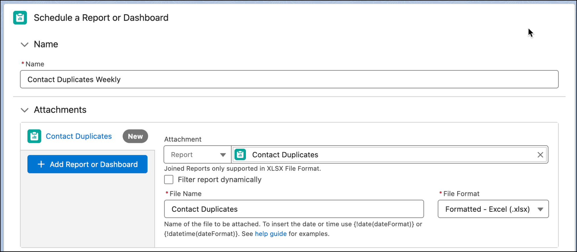 Scheduling the duplicate Contact report with Report Sender.