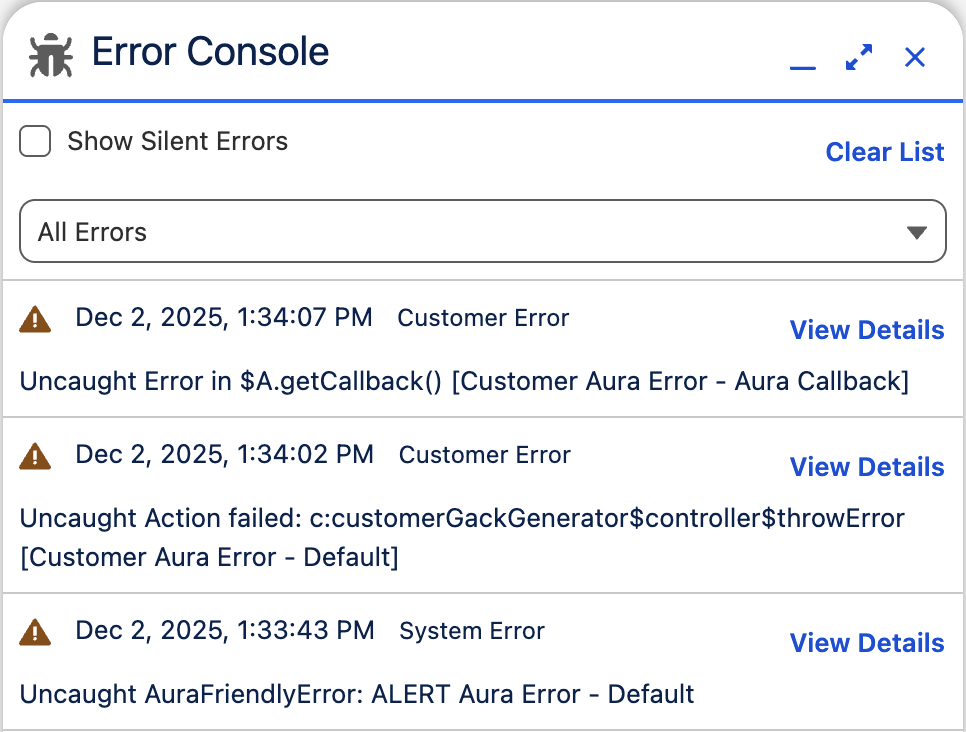Error Console